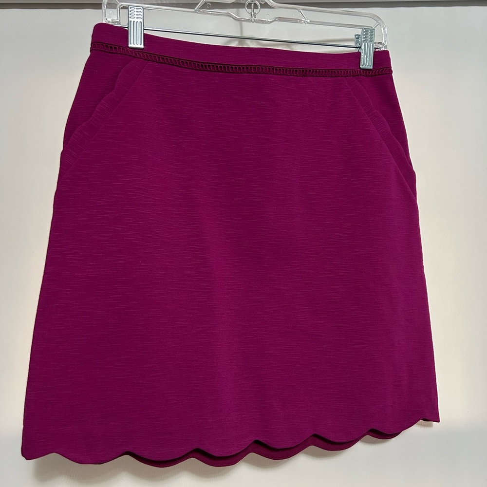 Skies Are Blue Fuchsia Scalloped Mini Skirt